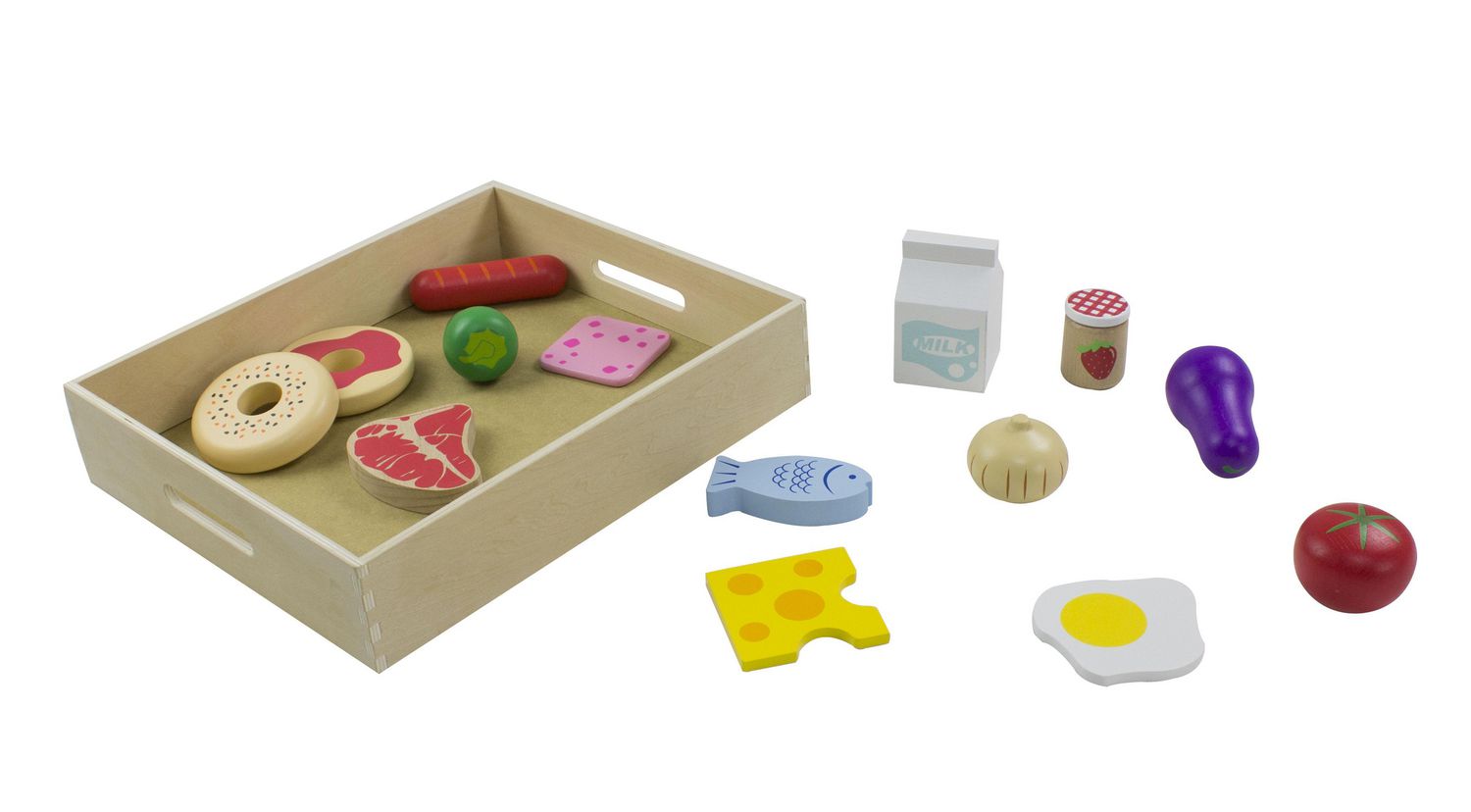 Spark Create Imagine 14-Piece Wooden Breakfast Food Playset with Tray — image 2