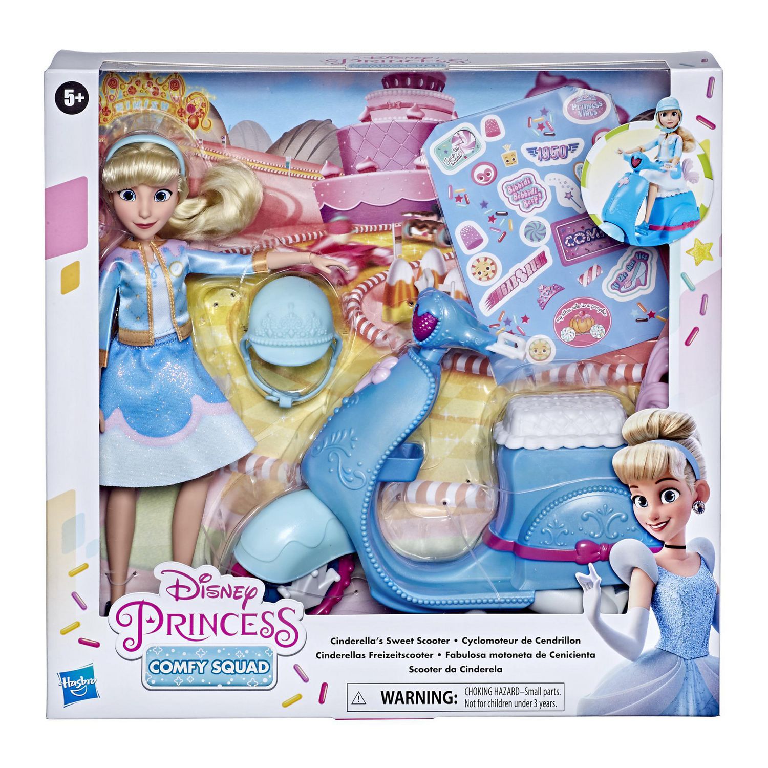 Disney Princess Comfy Squad Cinderella Sweet Scooter Doll Set with Accessories